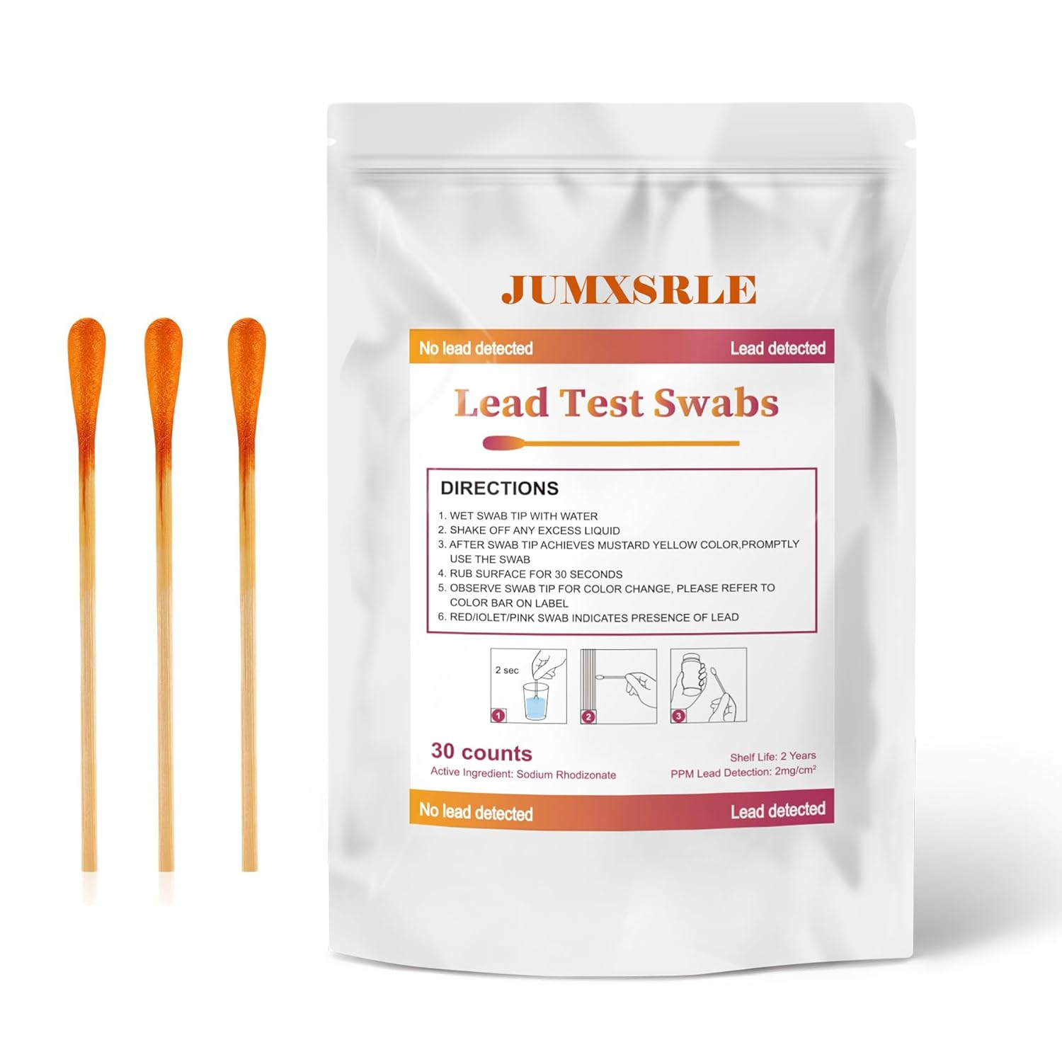 Lead Testing Kit - Lead Test Swabs 30Pcs, Instant Lead Test Kit for Painted Surfaces, Ceramics, Dishes, Metal, Wood - Quick Results in 30S image number 5