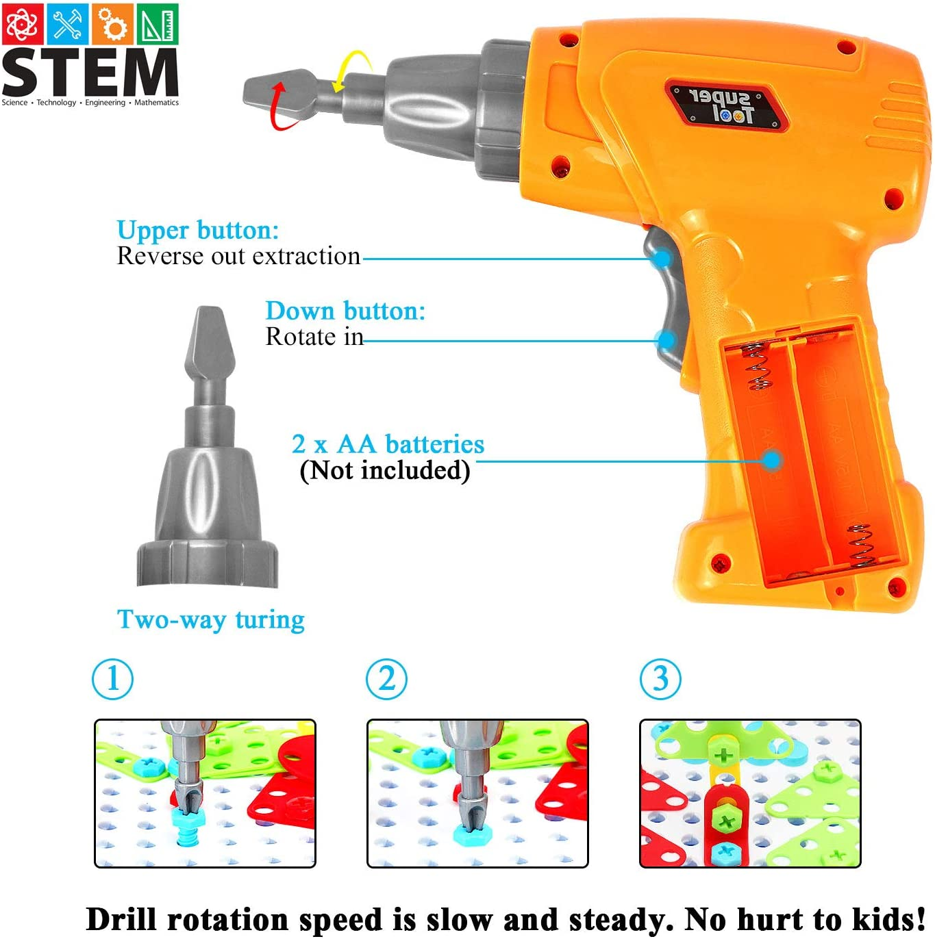 237 Pieces Electric DIY Drill Educational Set, STEM Learning Toys, 3D Construction Engineering Building Blocks for Boys and Girls Ages 3 4 5 6 7 8 9 10 Year Old, Creative Games and Fun Activity image number 3