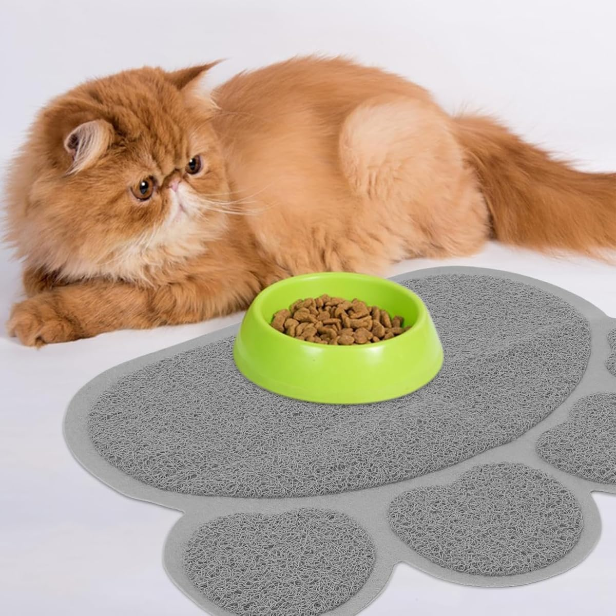AIMALL 2PCS PVC Cat Litter Mats Paw Print Non-Slip Pet Foot Pads 40X30Cm for Cat Litter Box, Dog Bowl Area, Anti-Splash Soft Mat for Indoor Multi-Purpose Use image number 2