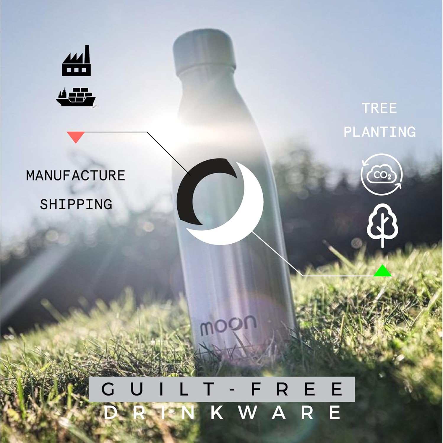 Moon Bottles - Insulated Flask That Lasts Forever - Stainless Steel Drink Bottle, Reusable Metal Water Bottle, 24Hr Cold, 12Hr Hot, Double Walled Vacuum Flasks, Australian Company (500Ml, Sky Blue) image number 2