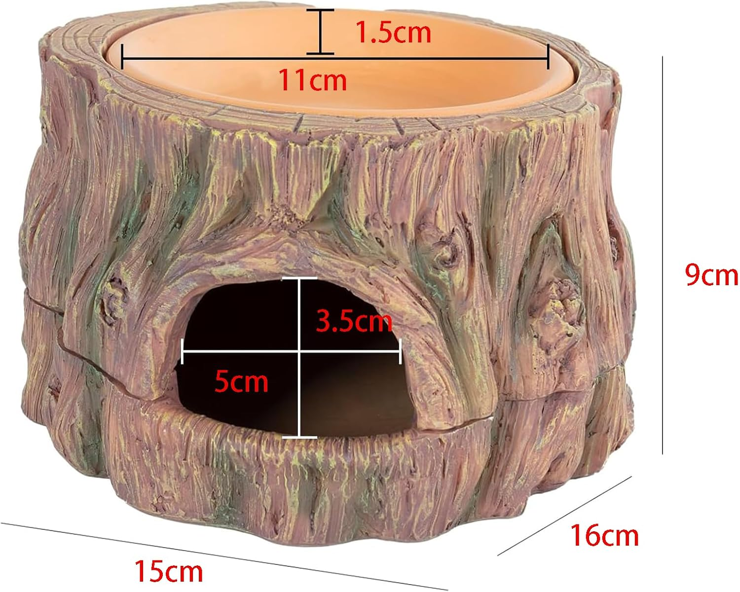 Cozioz 3-In-1 Reptile Hide Cave with Detachable Base & Humidity Dish - Essential Tank Decor for Small Reptiles, Crested Geckos, Leopard Geckos, Lizards, Snakes, and Crabs image number 4