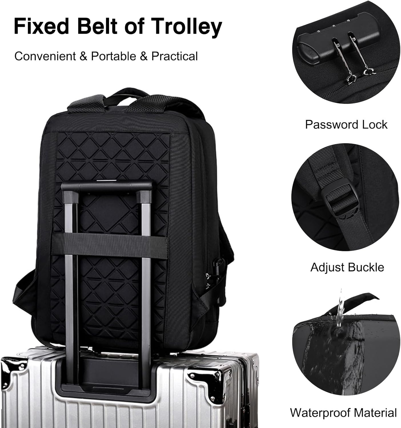 FANDARE Anti-Theft Laptop Business Backpack with USB Daypack 180-Degree Opening Travel Rucksack