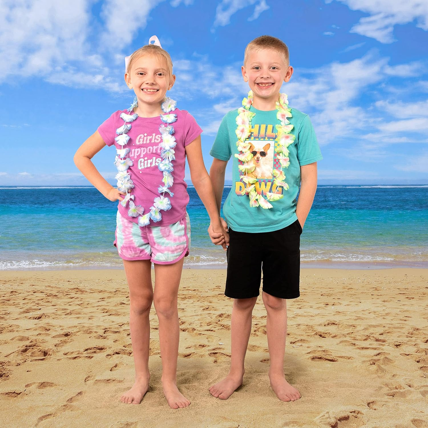 Joyin Toy 36 Counts Hawaiian Leis Bulk, Tropical Flower Lei Hawaiian Lei Beach Hawaii Luau Party Favors Decoration Birthday Party Supplies(3 Dozen) image number 2