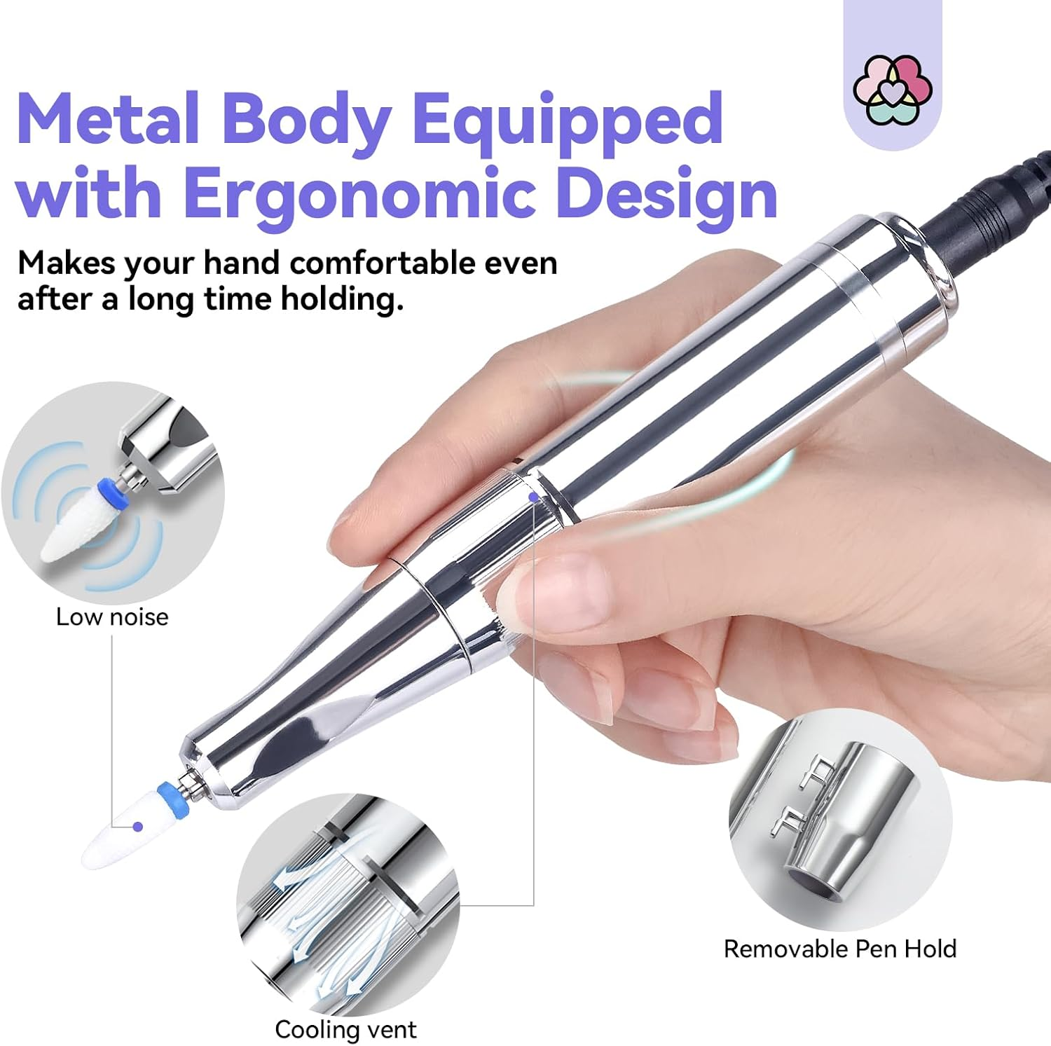 SAVILAND Electric Nail Drill Professional: 2024 Pro Future Tech 40000RPM Nail Drill Kit E File for Acrylic Nails Gel Polish Rechargeable 6000Mah Portable Nail Filer Drill Bits Salon image number 4