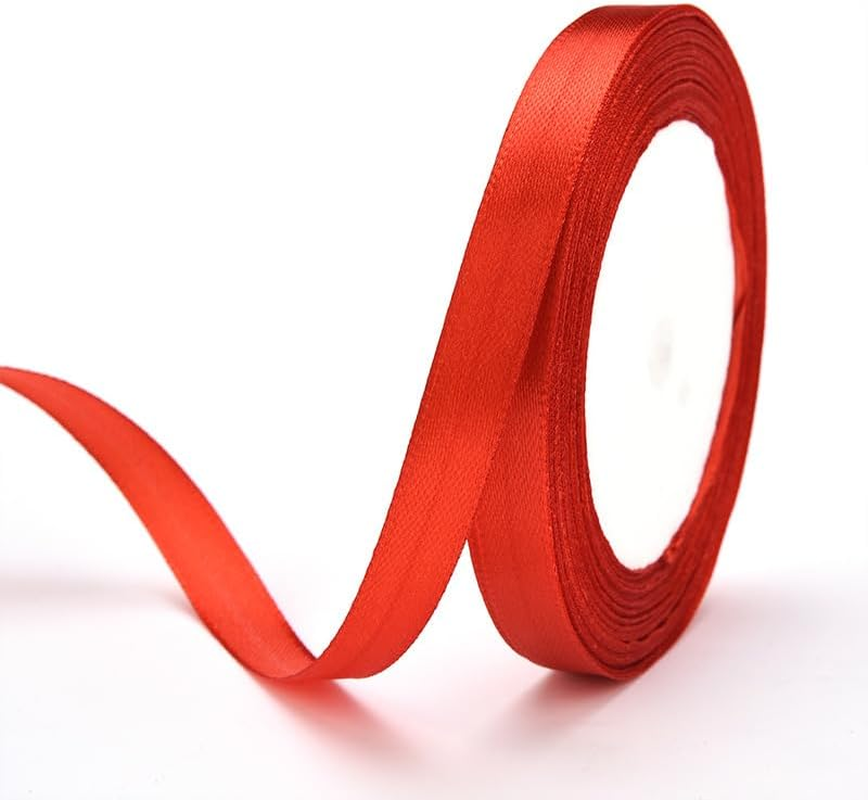 Red Ribbons for Crafting Christmas Ribbon for Hair Satin Ribbon Silk Ribbon for Gift Wrapping Hair Ribbons for Women 3/8 Inch X 25 Yards image number 5