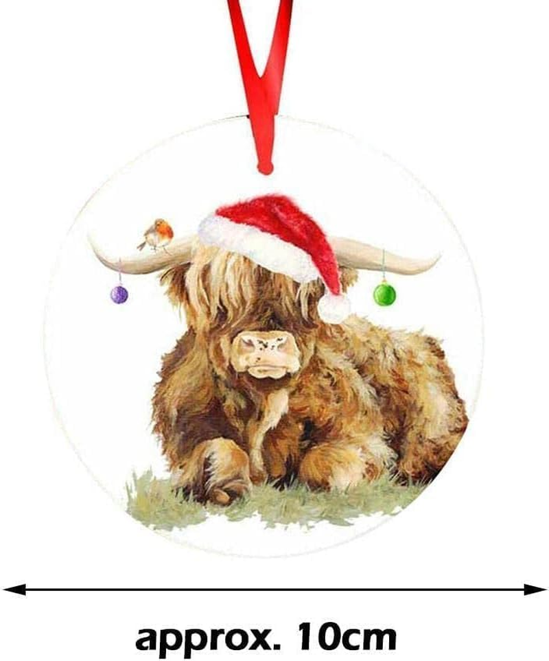 Funny and Creative Christmas Highland Cow Acrylic Pendant Decoration Ornament Xmas Christmas Z3Z9 Tree image number 3