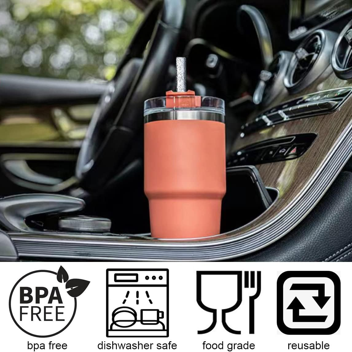 ALINK 10 Pack Glitter Straws for Stanley 40 Oz 30 Oz Tumbler, 12 in Long Reusable Plastic Colorful Straws for Stanley Cup Accessories, Half Gallon Jug, plus 2 Cleaning Brush - Color image number 4