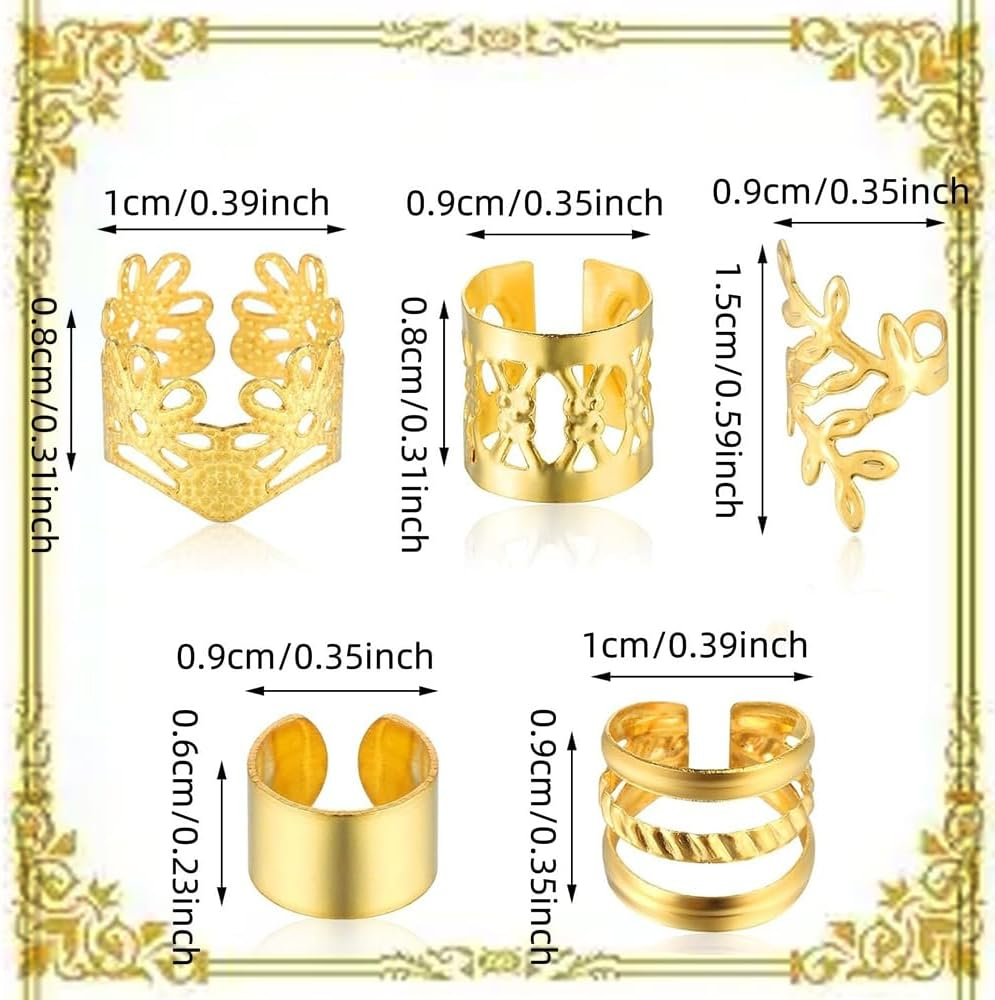 TSUOUKL Pack of 50 Golden Hair Clips for Braids and Dreadlocks, Loc Jewellery and Cuff Clips for Men, Women, Girls and Boys - Versatile Hair Accessories for Styling and Accessories image number 1