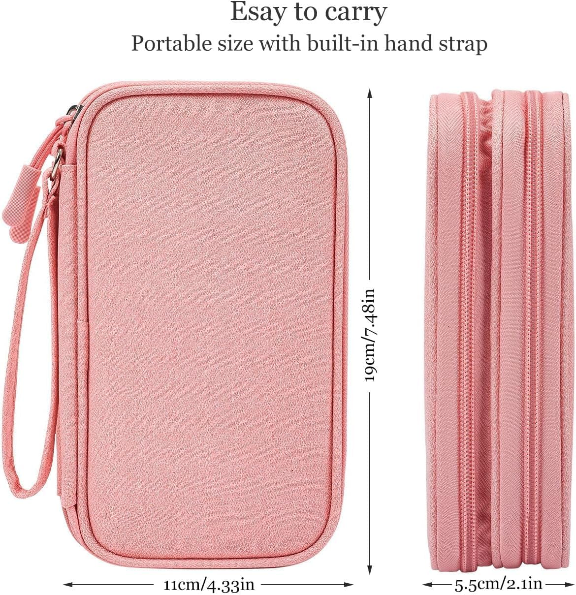 GTVGJH Electronic Organizer Travel Cable Accessories Bag, Electronic Organizer Case, Electronic Accessories Organizer Bag for Power Bank, Charging Cords, Chargers, Mouse, USB Cable, Earphones (Pink) image number 2