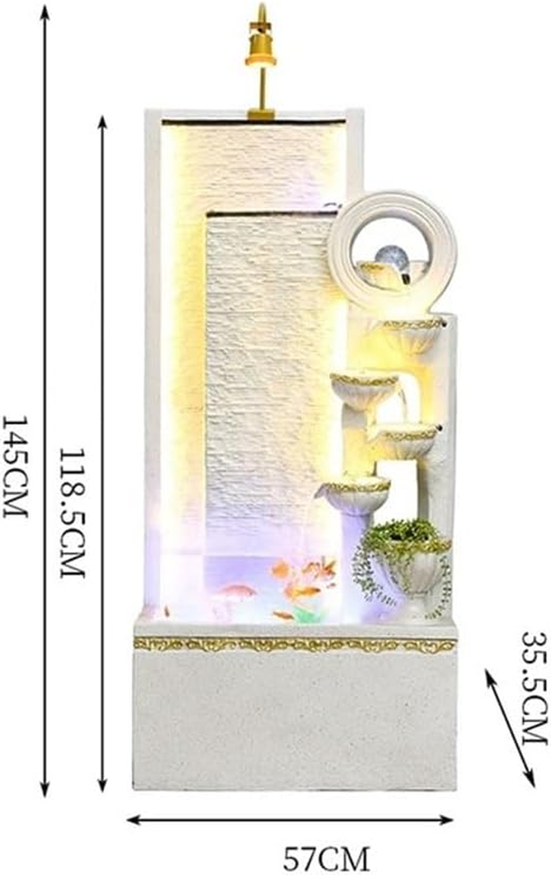 Outdoor Fountain Flowing Water Ornaments Floor-Standing Feng Shui Fountain Decoration Modern Simple Circulating Waterscape(White) image number 2