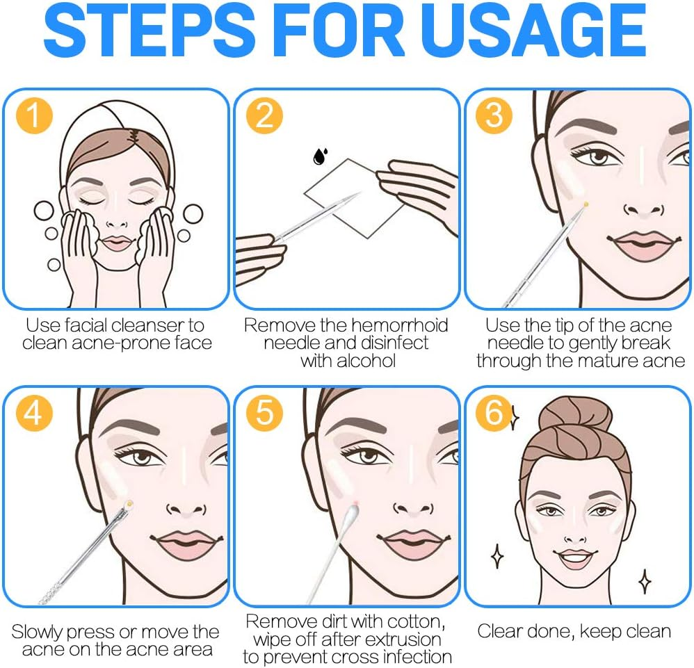 Teenitor Pimple Extractor Acne Treatment Tool Surgical Grade Blackhead Comedone Removal 2-In-1 Popper Tool for Face Nose Blackhead Extractor Tool Silver image number 4