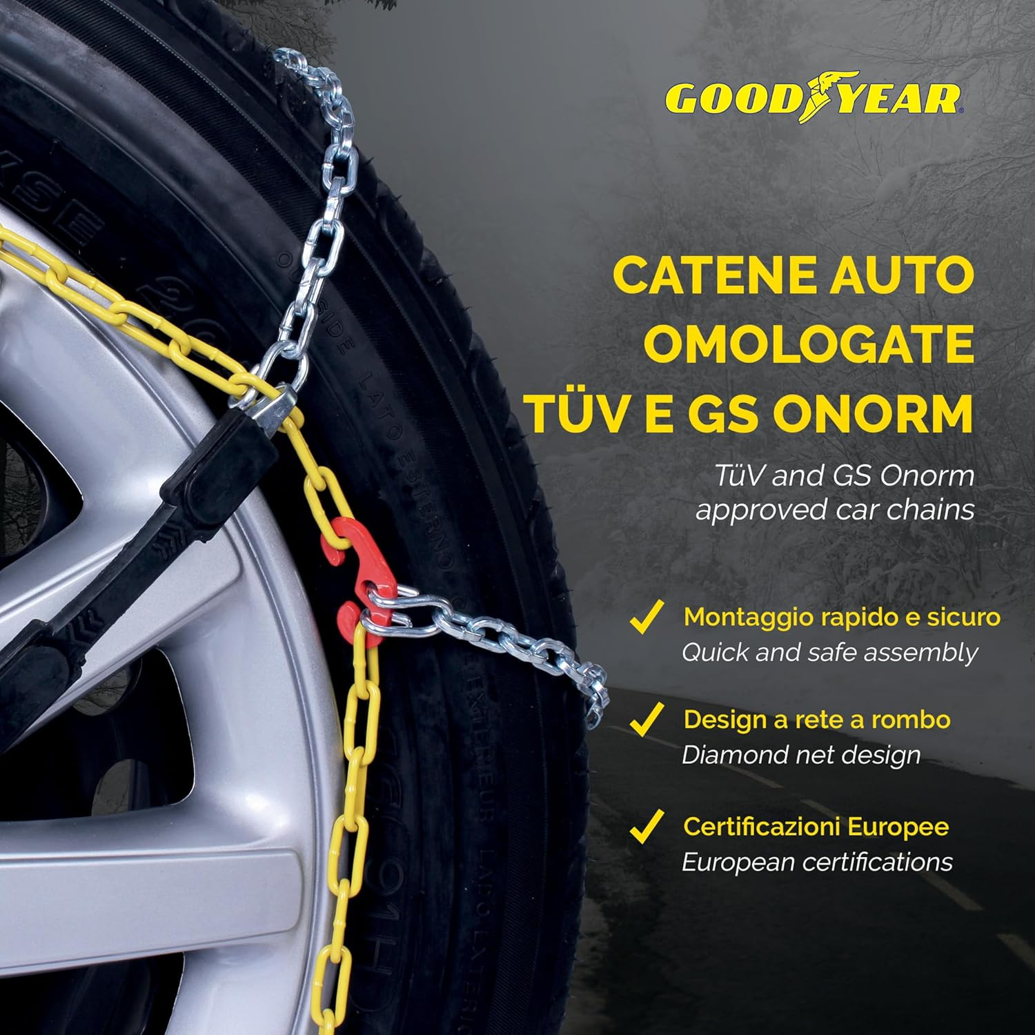 Goodyear 77907 "G9, 9 Mm Car Passenger Snow Chains, TUV and ONORM Approved, Size 090