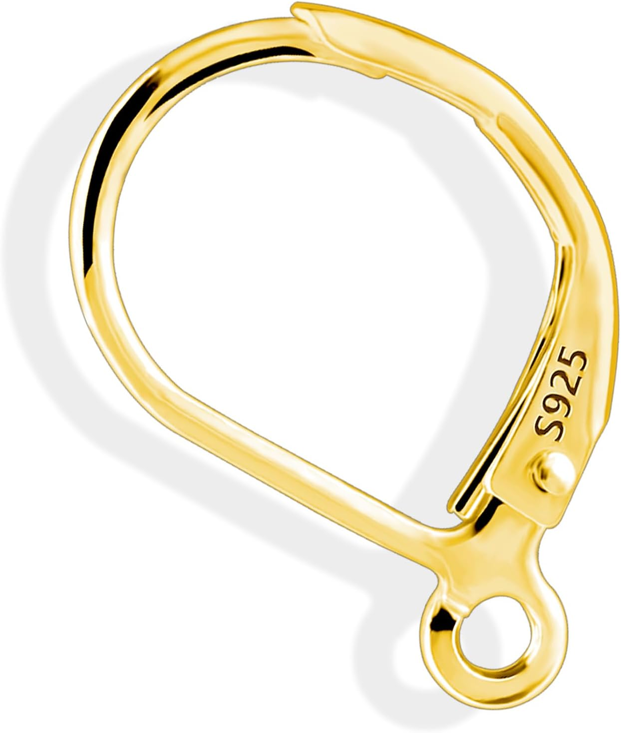 925 Sterling Silver Leverback French Earring Hooks Hypoallergenic Earring Hooks Earring Backs with Jump Rings Set Dangle Earring Hooks Sterling Silver Findings Earring Supplies for Jewelry Making - 10Pcs14X2Mmhuggie_Gold image number 3