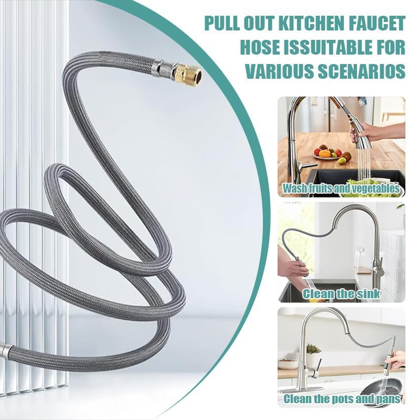 Kitchen Faucet Hose Replacement Parts for Grohe 48293000 Flexible Faucet Hose, Pull-Out Faucet Hose Replacement, Flexible Hose for Pull Out Kitchen Sprayer image number 4