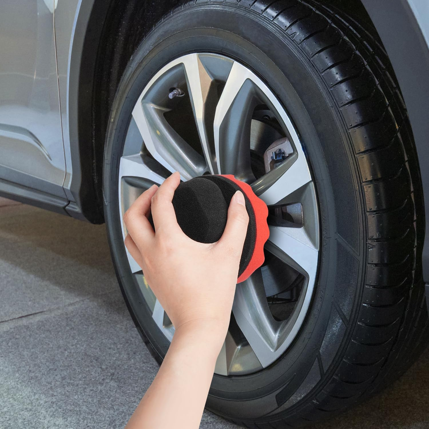 2 Pack Large Tire Shine Applicator Pad, Tire Hex Grip Applicator, Tire Shine Car Detailing Foam Sponge Tool, Reusable Car Cleaning Supplies after Car Wash Tire Cleaner for Applying Tire Shine - Red And Blue image number 6