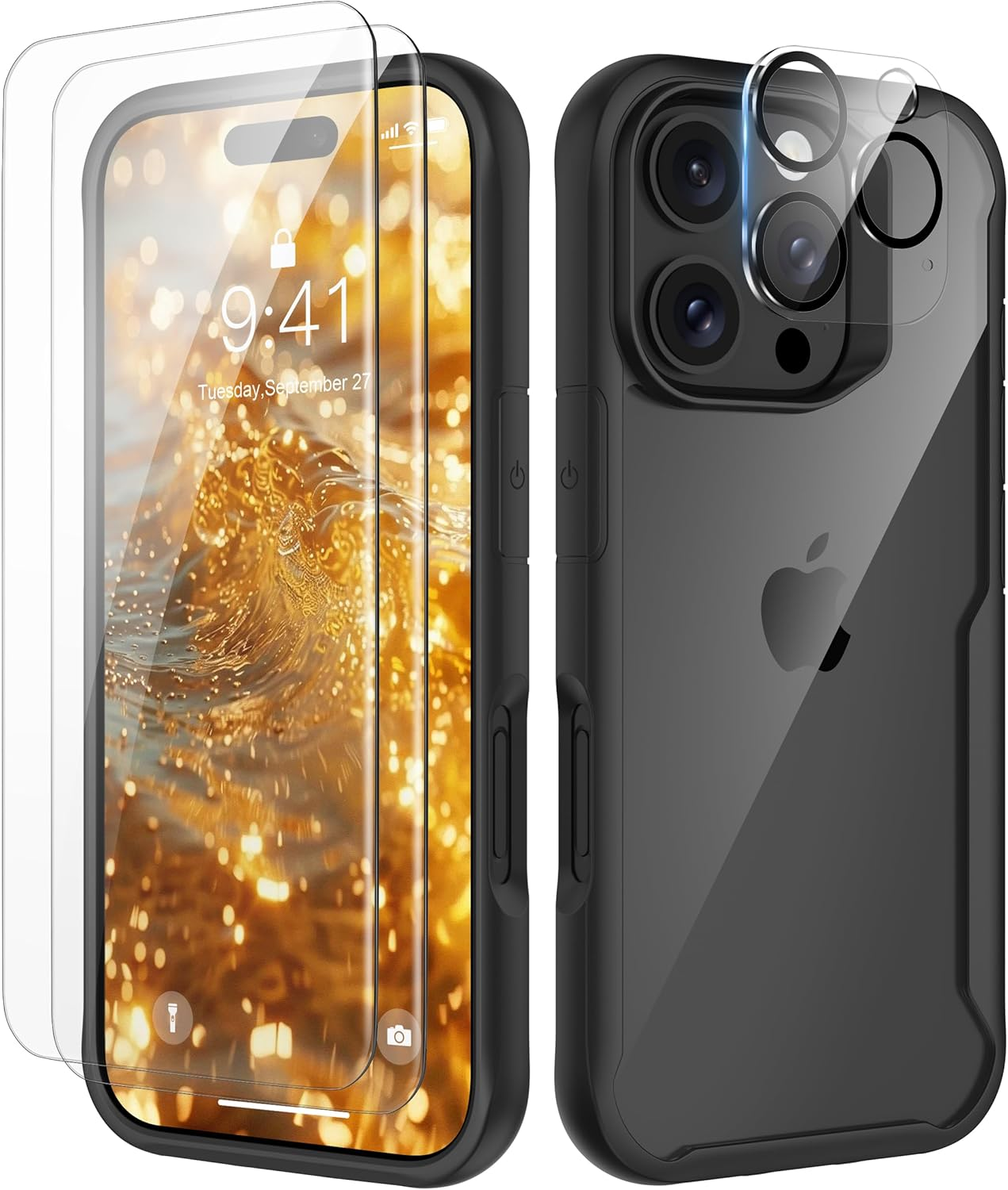 ORETECH 4 in 1 for Iphone 17 Air Case 6.5 Inch, With[2X Screen Protector &Camera Lens Protector],[Anti-Yellowing] Shockproof Bumper Cover for Iphone 17 Air Phone Case-Clear