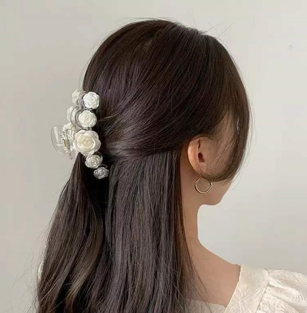 Hair Clips Flower Hair Clips Hair Accessories for Women Girls Women Kids 1 Piece Fashion Hair Claw Wedding Hair Styling Tools for Party Wedding Daily Training Beige