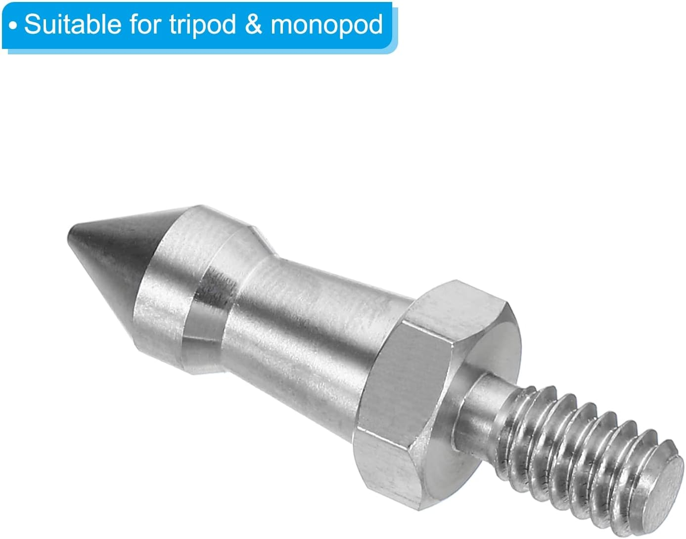 Uxcell 1/4 Inch Thread Tripod Spike, 6 Pack Camera Tripod Ground Spike Screw Stainless Steel Spike Mount Adapter for Monopod Style 2, Silver image number 5