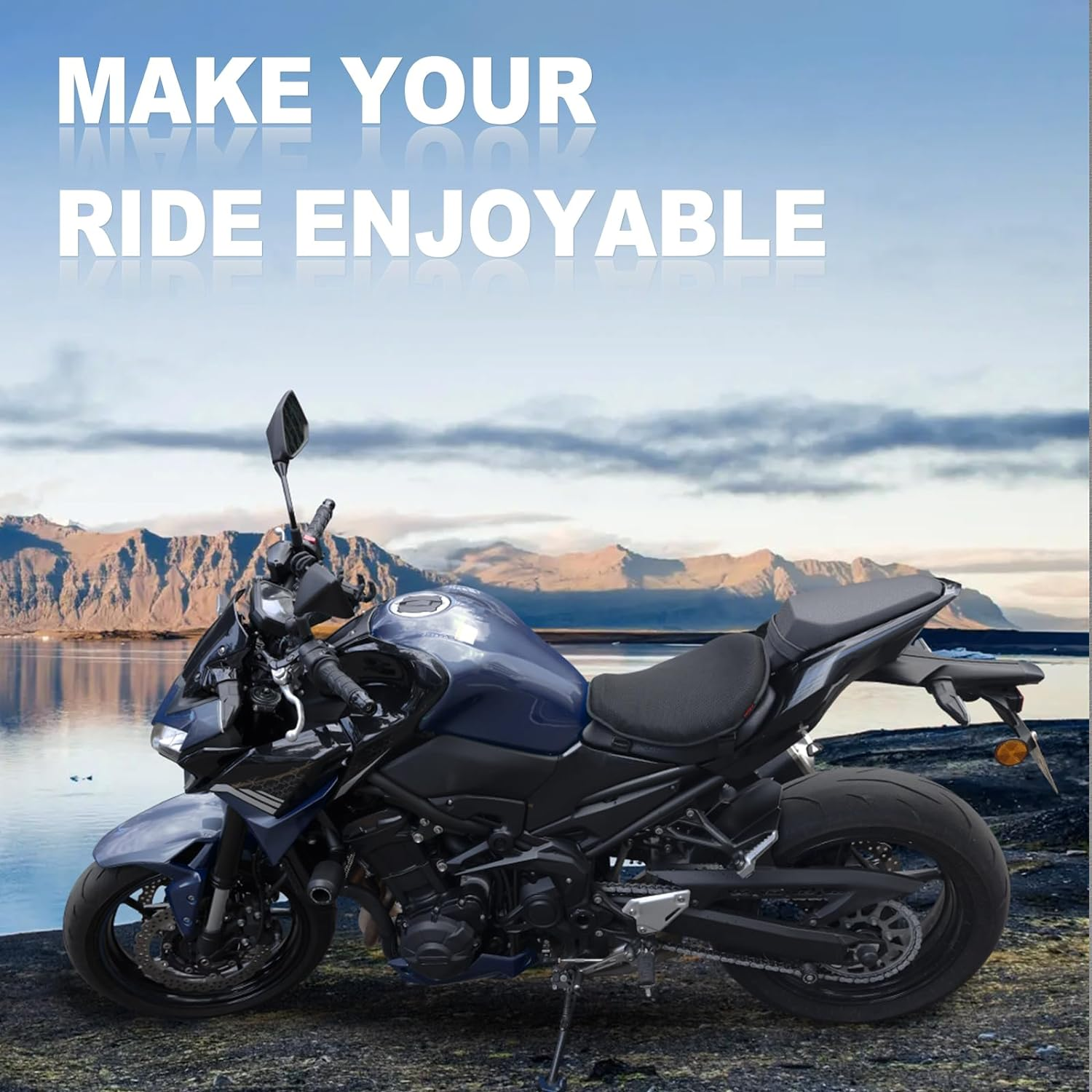 Detachable Motorcycle Gel Seat Cushion with Cover, Large 3D-Honeycomb Structure Shock Absorption & Breathable Motorcycle Gel Seat Pad for Long Rides