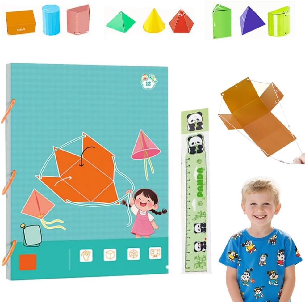 Pull String 3D Geometry Learning Book,3D Geometry Learning Book,Geometrys Learn Kit Teach Volume & Surface Area Formulas Exploration,Interactive Safe Braided Rope Design with Pop-Up Models image number 2