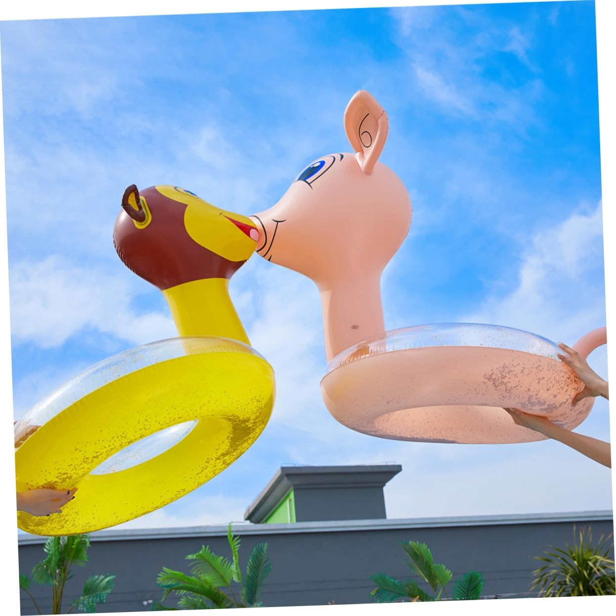 PVC Swim Ring Monkey Pattern Inflatable Pool Float for Adults Boys and Girls Water Toy Beach Pool Play Ring image number 4