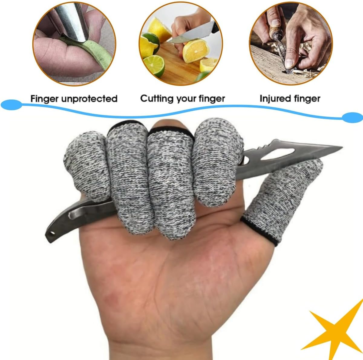 10PCS Cut Resistant Finger Cots Protector,Klhcduo Finger Protection Cots for Kitchen,Work, Sculpture,Anti-Slip,Reusable Finger Covers