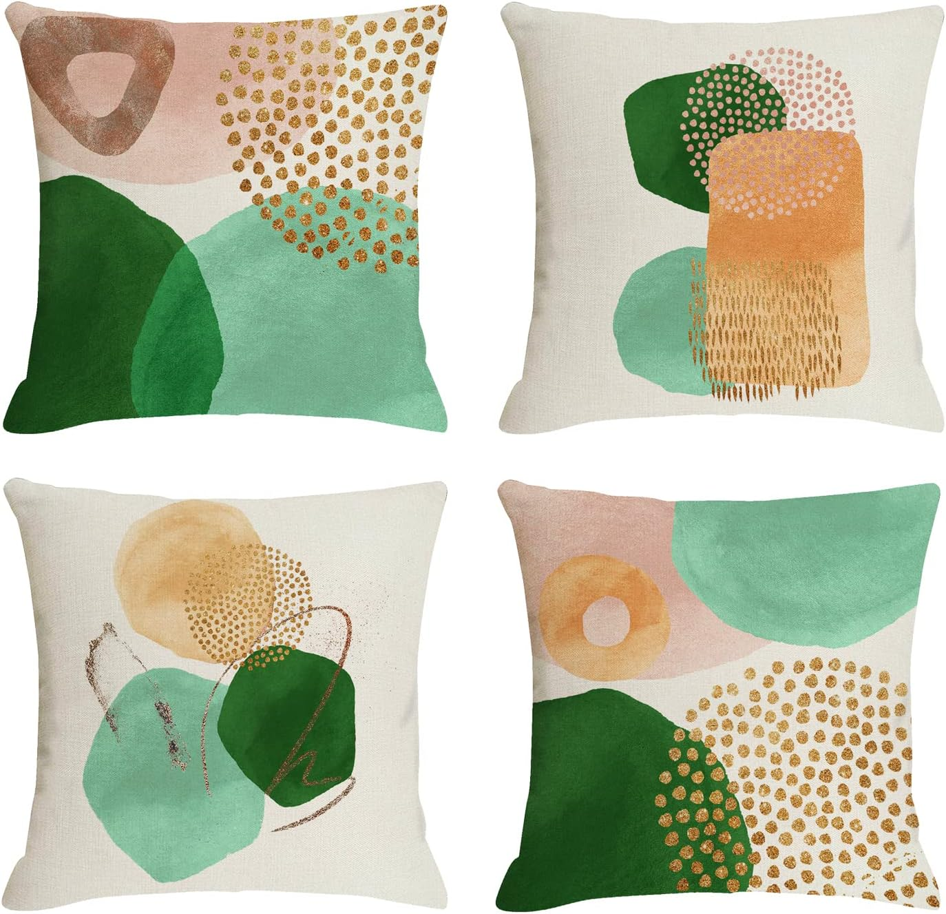 Jartinle Boho Abstract Pillow Covers 18X18 Set of 4 Mid Century Modern Throw Pillow Covers Geometric Pillow Covers for Outdoor Couch Sofa Minimalist Home Decor,Emerald Green Navy, (G400)