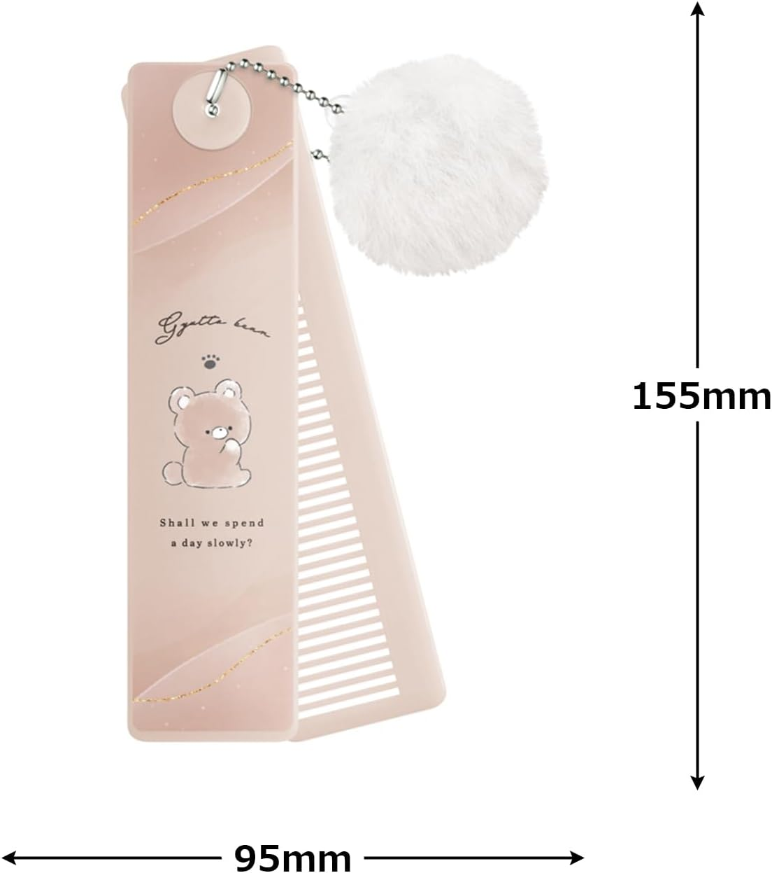 Kamio Japan GYUTTO BEAR 224958 Mirror Comb Cosmetic Stick 2-Way Mirror Comb