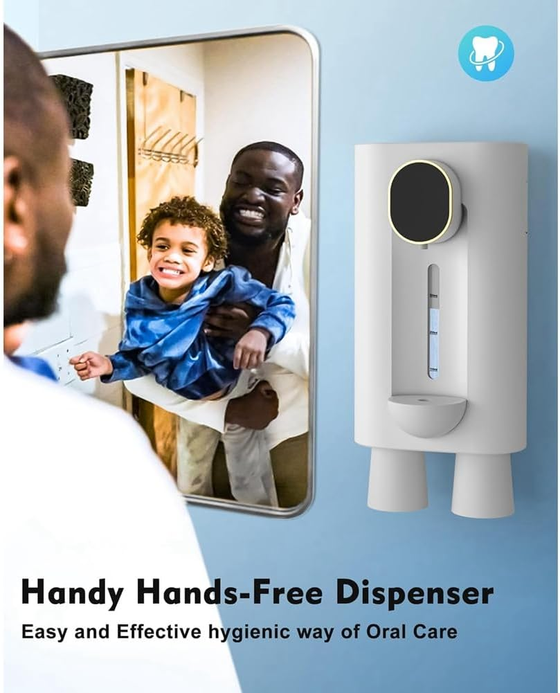 Pasotim Mouthwash Dispenser for Bathroom, 18.26 Oz (540Ml) Touchless Auto Mouth Wash Dispenser with Magnetic Cups White image number 2