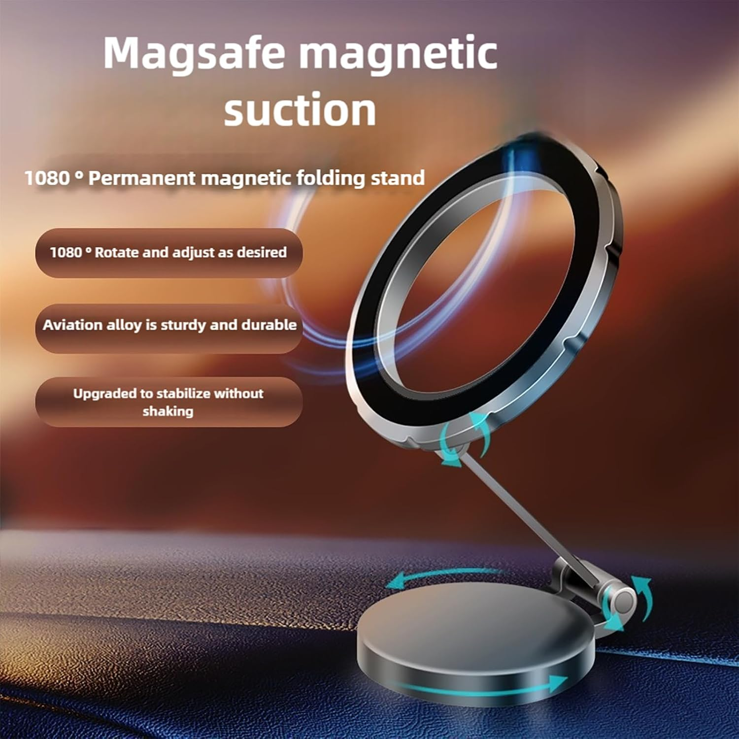 XUANFLY for Magsafe Car Mount, 360&deg; Rotation Phone Holder for Car, Universal Dash Car Mount, All-Metal Magnetic Phone Mount for Car Fit for Iphone 15 14 13 12 Pro Max plus Mini Magsafe Cases (Black)