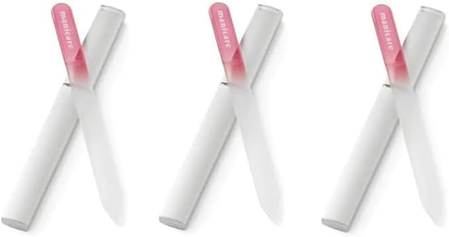 Manicare 3 Glass Nail Files, for Shaping and Styling Nails, Strong Glass File for Natural and Artificial Nails, Double Sided, Includes Protective Cases, Perfect for at Home or on the Go Manicures image number 6