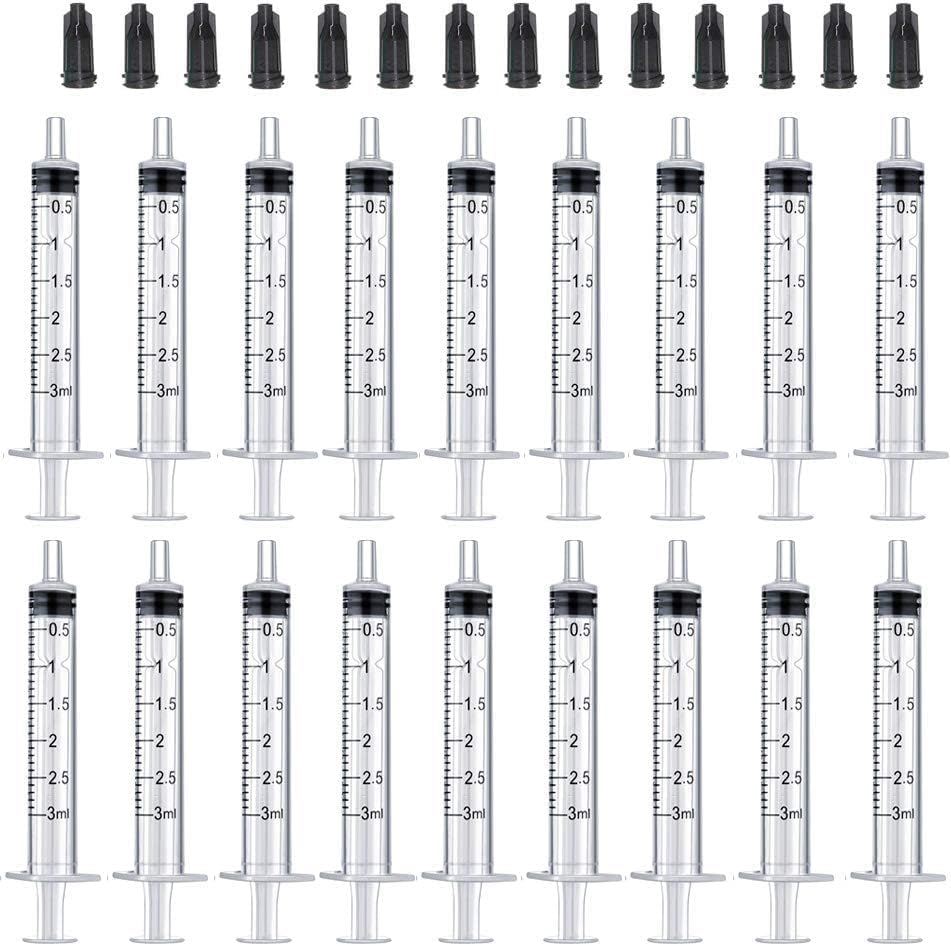 20 Pack 3Ml/Cc Plastic Syringe Liquid Measuring Syringe Tools Individually Sealed with Measurement for Scientific Labs, Measuring Liquids, Feeding Pets, Oil or Glue Applicator image number 4