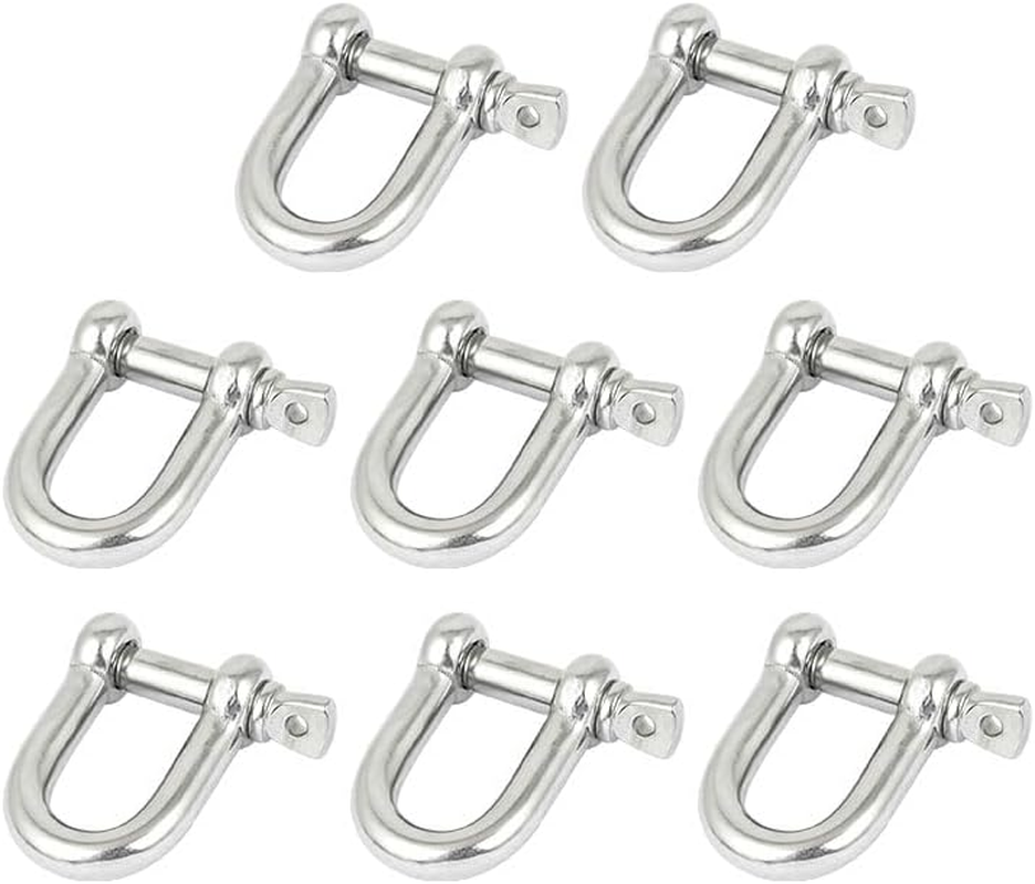 4Mm D Ring Shackles M4-304 Stainless Steel Heavy Duty Safety Lock, D-Shape Bow Shackle for Chains/Wire Rope/Lifting, Marine & Outdoor Use (Pack of 8) image number 2