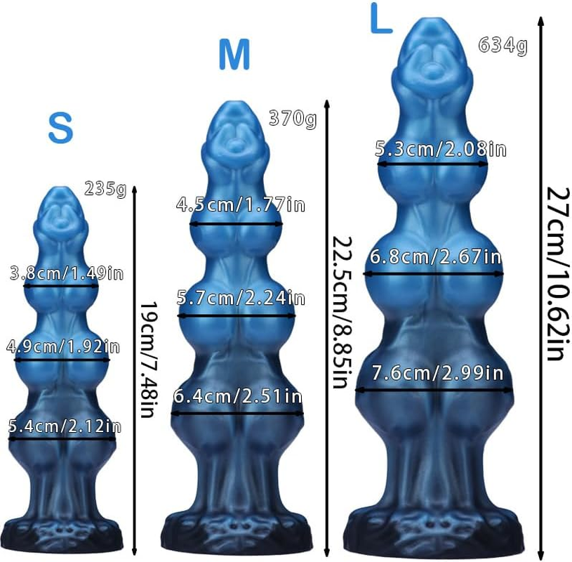Huge Monster Dog Knot Dildo - Giant Fantasy Horse Silicone Dildos for Anal & G-Spot, Thick Dog Knot G-Spot Dildo Anal Sex Toy with Strong Suction Cup, Adult Sex Toys & Games for Men, Women, Gay (Blue, M) image number 4