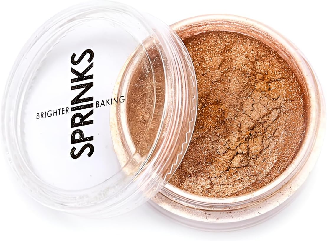 Sprinks Edible Lustre Dust Powder - 10Ml Edible Glitter | Food Colour Dust | Cake Decorating Powder | Edible Shimmer for Cakes | Lustre Dust for Fondant | Metallic Food Glitter | Bright Gold