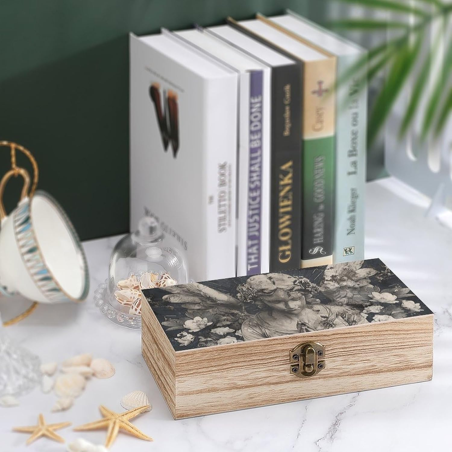 Praying Angel Flower Wooden Box Wood Wedding Keepsake Boxes with Lids Small Decorative Boxes Lightweight Wooden Memory Storage Box for Crafts Keepsakes Jewelry Photo Letter Storage