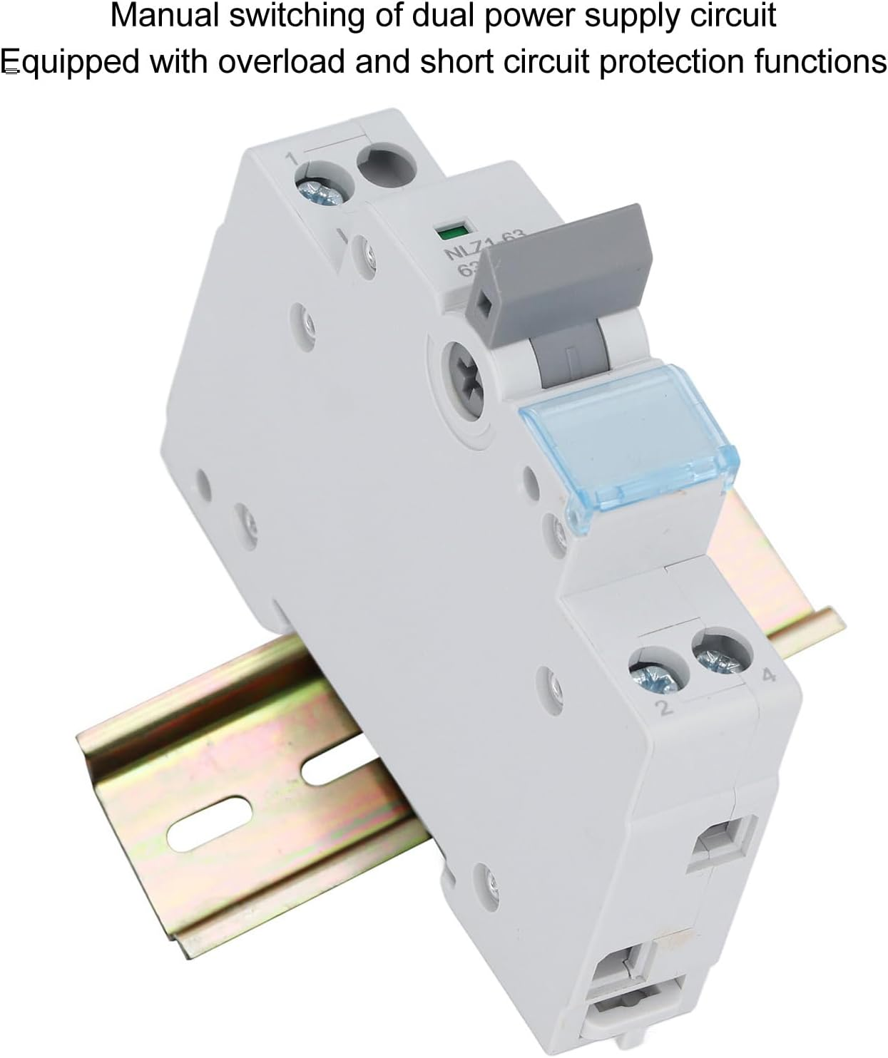 Dual Power Automatic Transfer Switch, 63A 1P MTS DIN Generator Changeover Switch, Dual Power Mini Controller with Three Color Indicator Window, for RV Home 230VAC image number 2