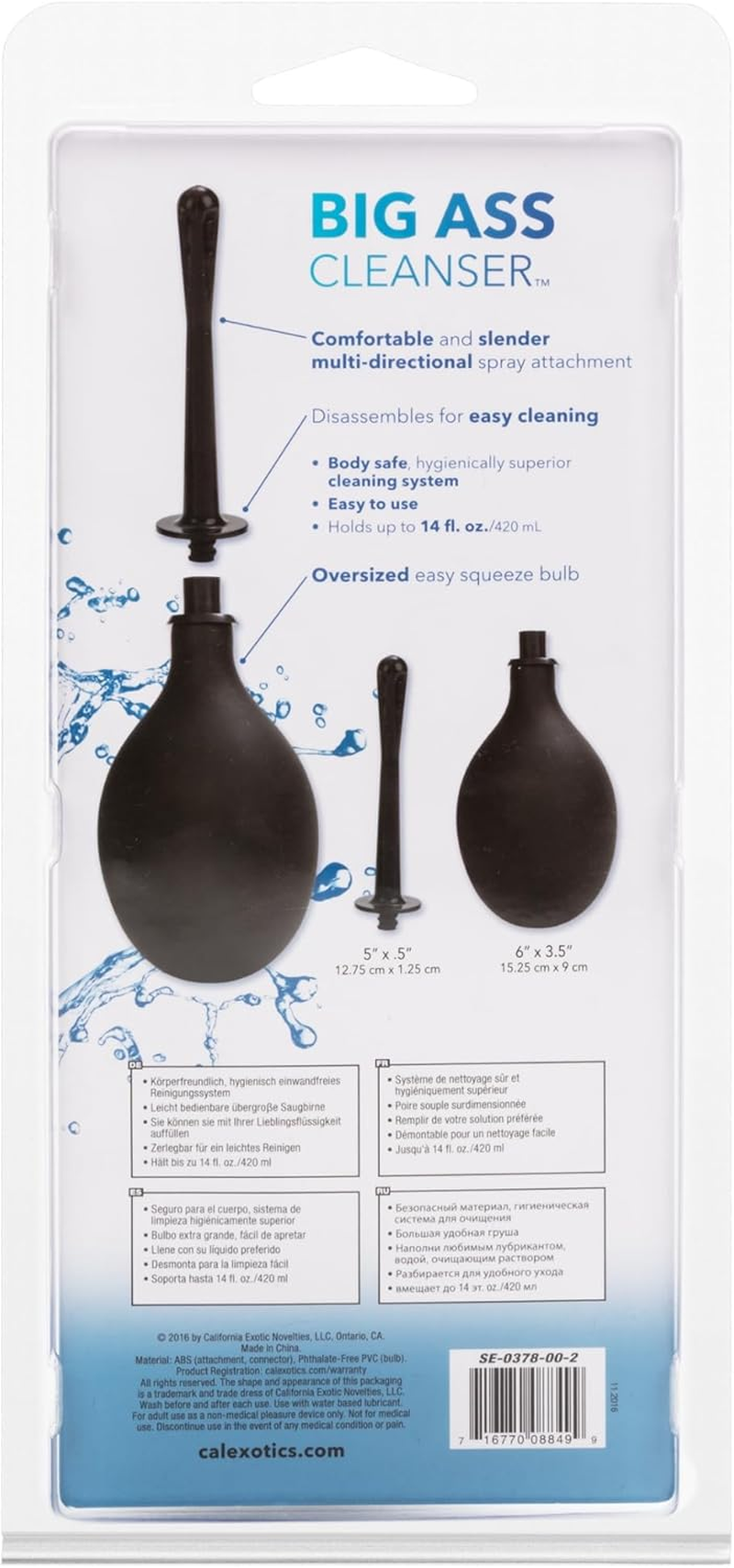 Calexotics Big Ass Cleaner - Anal Douche Enema Bulb for Men and Women &ndash; Male Water Cleaning System Set with Multi Directional Nozzle &ndash; Black &ndash; 14 Oz image number 4