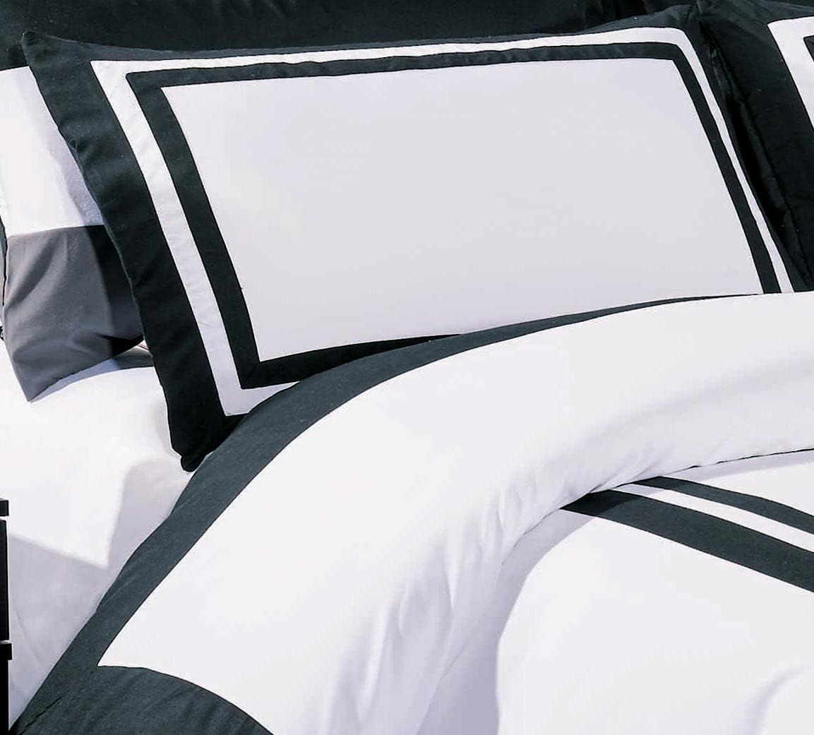 Luxton Macey Black White Quilt Cover King - Striped Bordered 3Pcs Doona Cover Set (King Size) image number 4