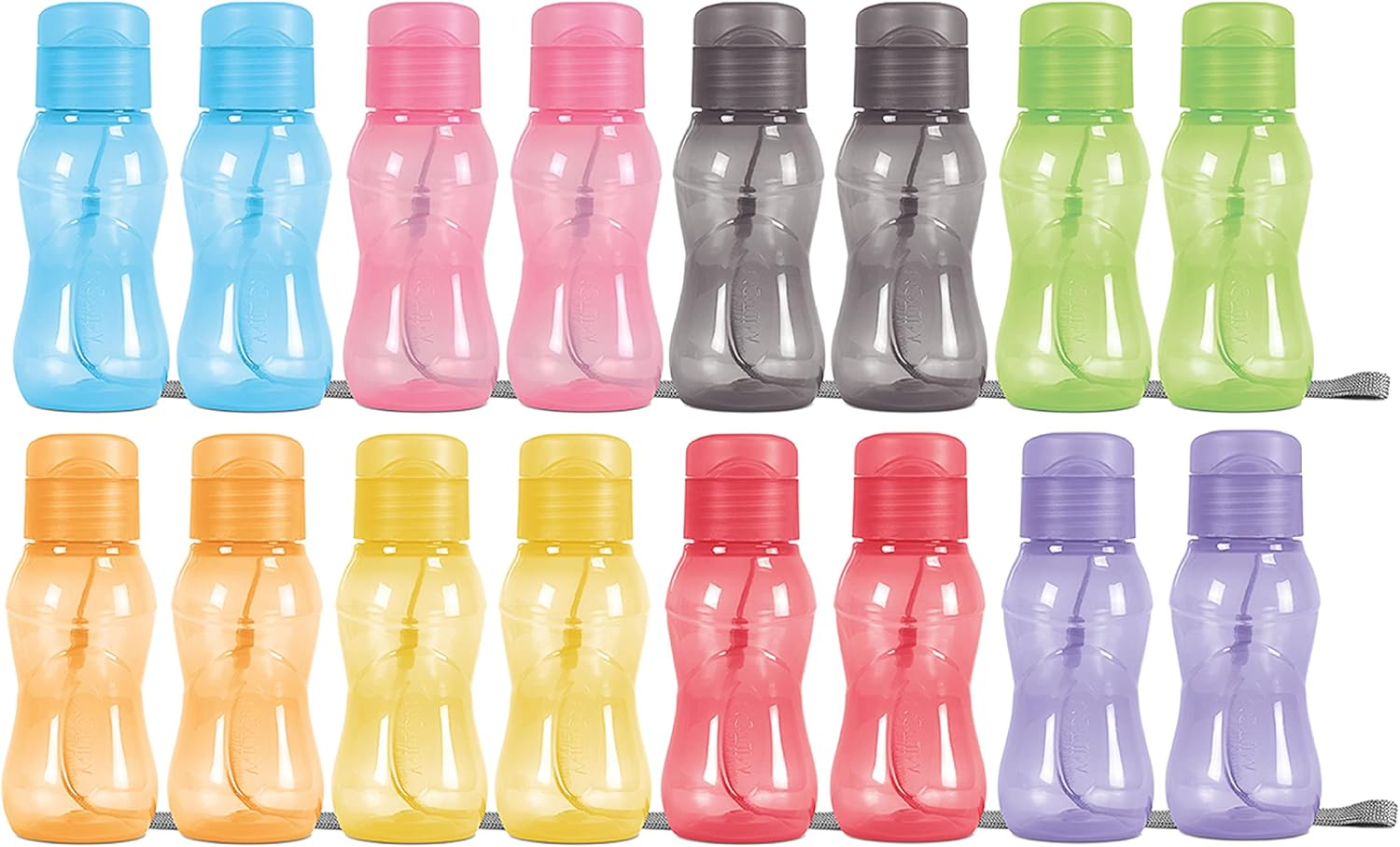 MILTON 8 Pack 6 Oz Kids Water Bottle for School Leak Free Flip Lid- Small Sports Water Bottle for Adults Carry Strap Party Favors for Kids Treats Prizes Gifts Goodie Bag Stuffers Bulk Pack Set of 8
