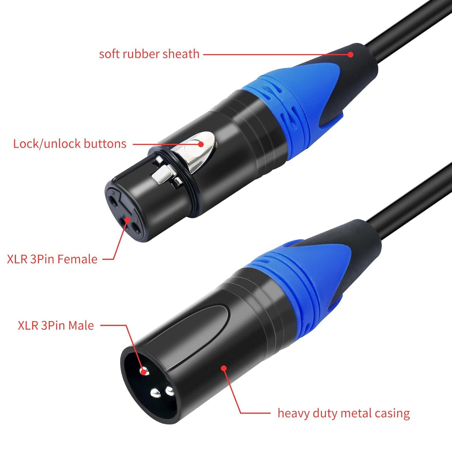 XLR Splitter Cable, XLR Male to Dual XLR Female Y Splitter 3 Pin Balanced Microphone Cable, XLR Y Splitter Cable 2 Female to 1 Male, 60Cm/1.96Ft image number 2