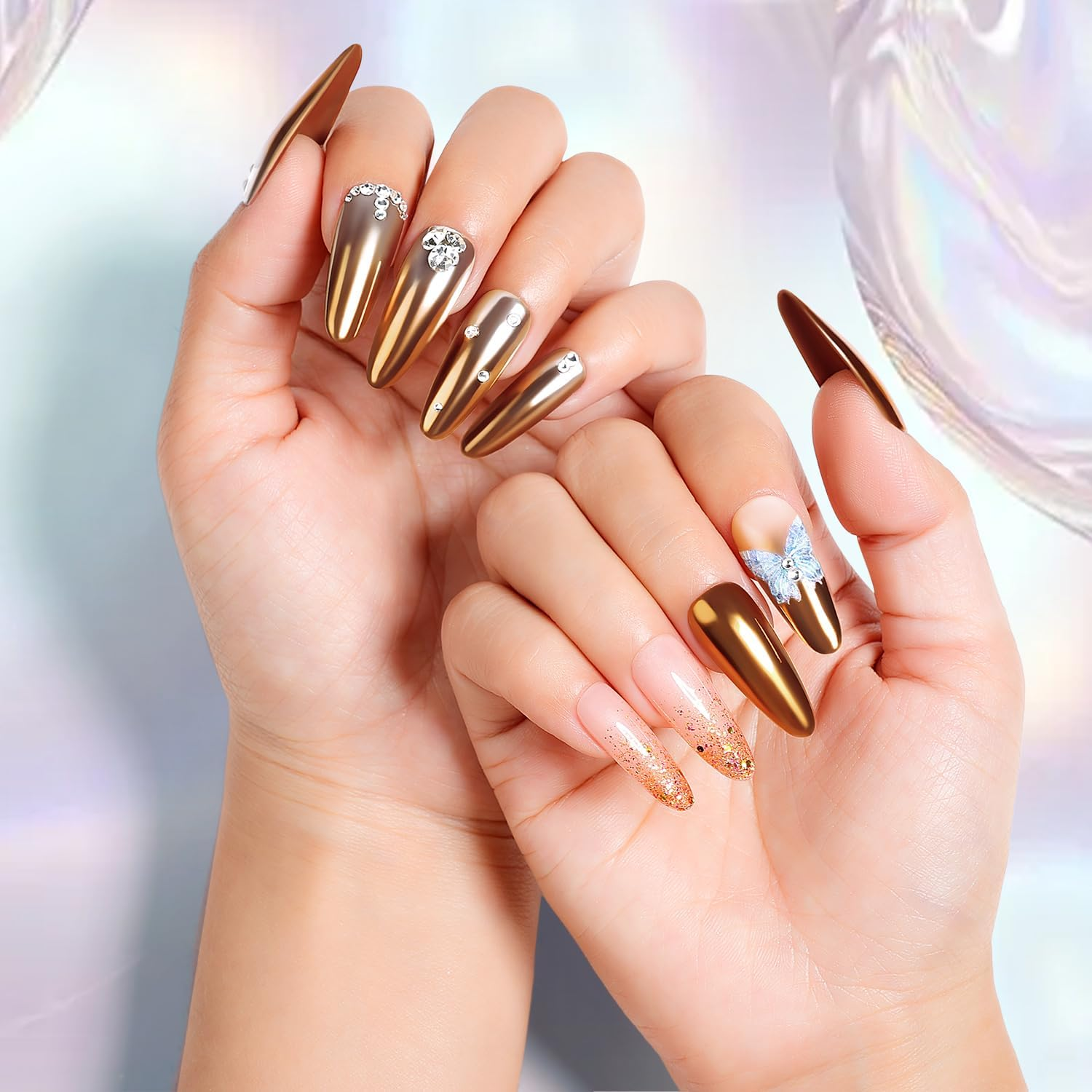 AIMEILI Hema Free, Cruelty-Free, Vegan,6 Boxes Nail Art Manicure Powder Set, 1 * 5G Holographic, 1 * 5G Chameleon Chrome, 4 * 5G Mirror Effect Nail Powder - Ncp002 image number 5