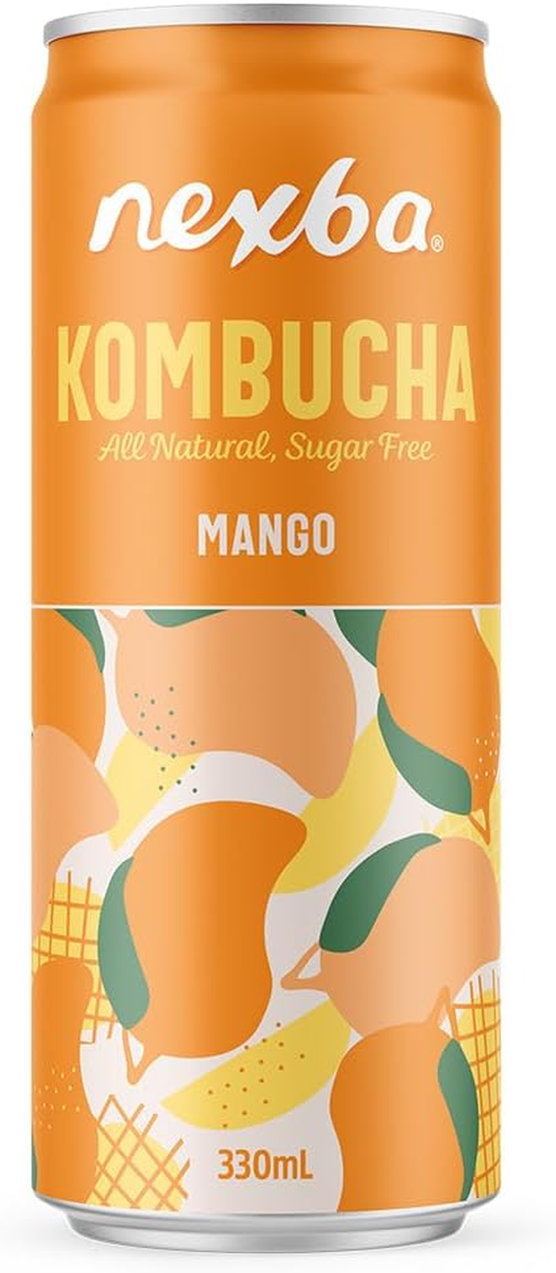 Nexba Kombucha &ndash; Mango &ndash; All Natural Sugar Free &ndash; 24 X 330Ml Cans image number 3