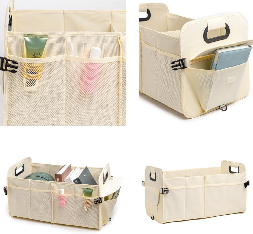 Naisfei Car Trunk Organizer, Vehicle Boot Storage Bag, Super Capacity Seatback Collapsible Adjustable Compartment Reinforced Handles Trunk Tidy Cargo Organiser (21.6 X 12.6 X 12.6 Inches) image number 1