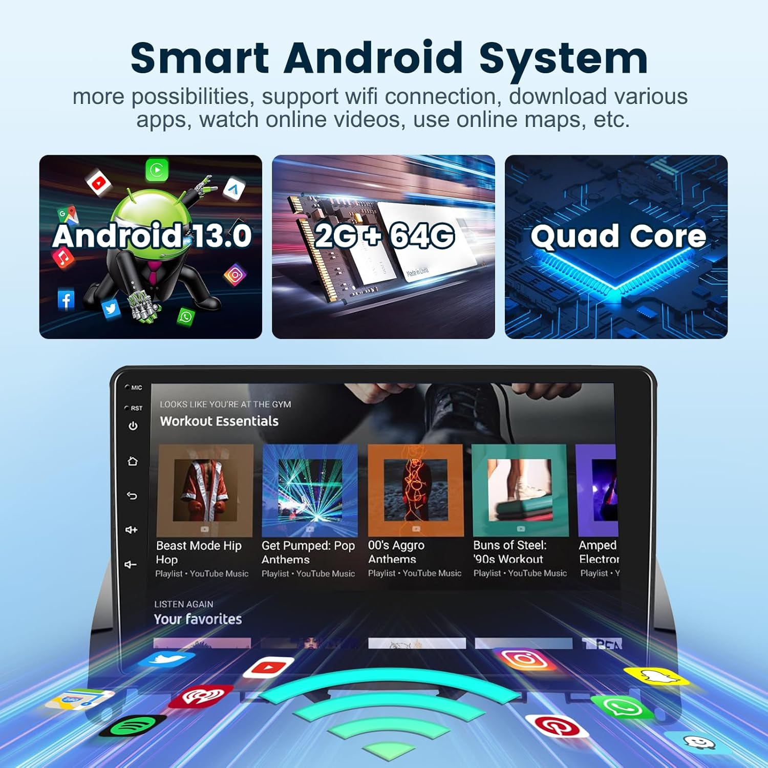 2+64G Android Car Stereo for Mercedes Benz C Class W204 2006-2011 with Wireless Apple Carplay&Android Auto, 9" Touch Screen Car Radio Support Bluetooth GPS Wifi Hifi USB SWC FM/RDS+HD Backup Camera