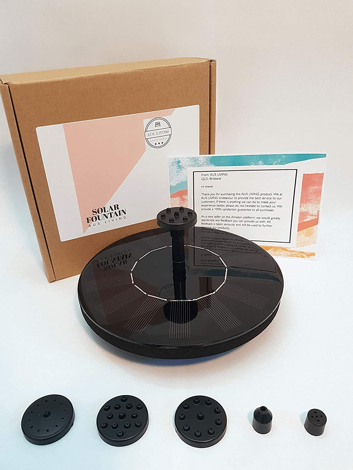 AUS Living Solar Fountain with 1.5W Pump, Floating Bird Bath, Water Feature for Garden, Pool or Pond. Simple to Use, No Batteries, or Power Cables Needed image number 1