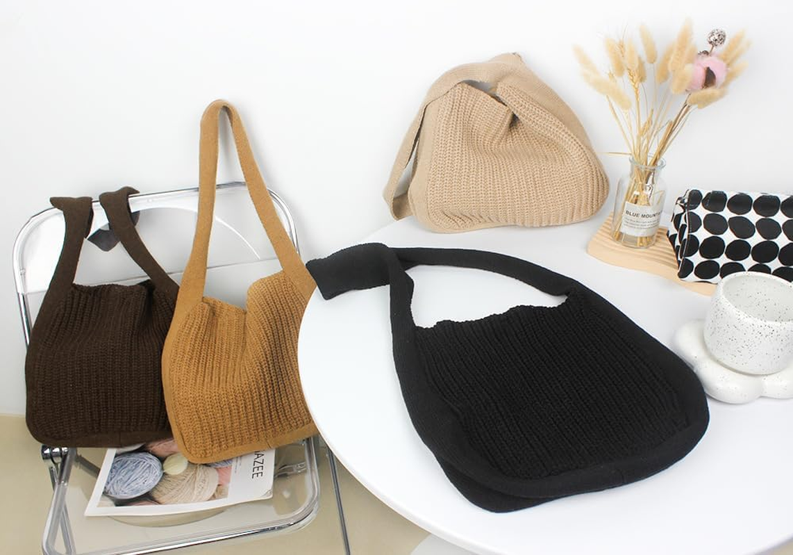 Namzi 1Pc White Knitted Bags，Stylish Solid Color! Perfect for Travel, Must Have in Luggage and Travel Gear image number 3