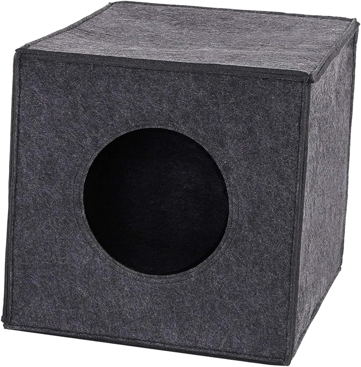 ＡＷＨＡＯ Felt Cave Cat House Cube Bed Cat Hideout for Pomeranian Puppy Kitten Chihuahua, Black