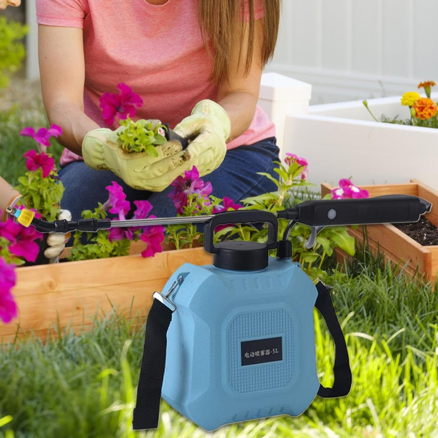 Battery Powered Sprayer,Type-C Rechargeable Lawn Sprayer - Home & Gardening Supplies with 3 Nozzles for Farm Home Yard Vegetable Flower Care Indoor Fertilizing Greenhouse Agricultural image number 6