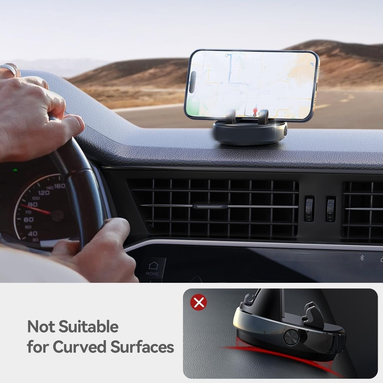 Car Phone Holder, 360&deg; Adjustable & Avoid Sun Glare Car Mount, Slip Free Spring Snap Design Dashboard Phone Holder, Phone Holders for Your Car Compatible with Smartphones, GPS Devices image number 5